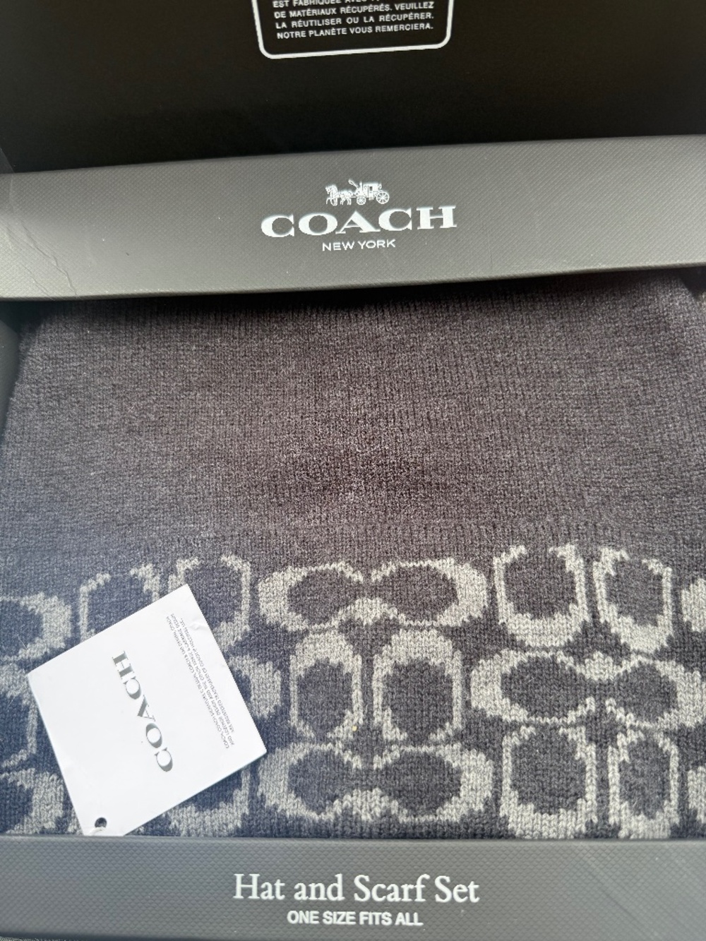 Coach Hat and Scarf Set - Charcoal- Brand New With Box